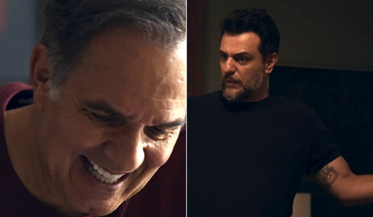 Guerra gargalha com foto de Moretti algemado em Travessia